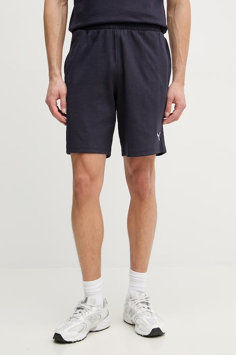Puma szorty dresowe męskie z bawełną Essential Elevated granatowe regular waist 692021