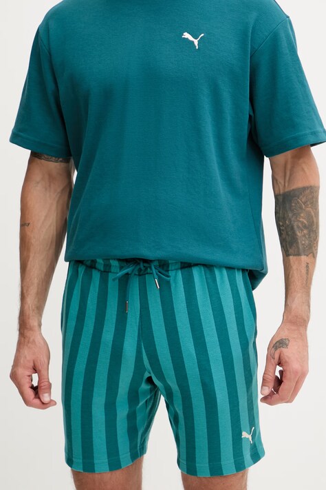 Puma szorty dresowe męskie z bawełną Puma Class turkusowe regular waist 692355