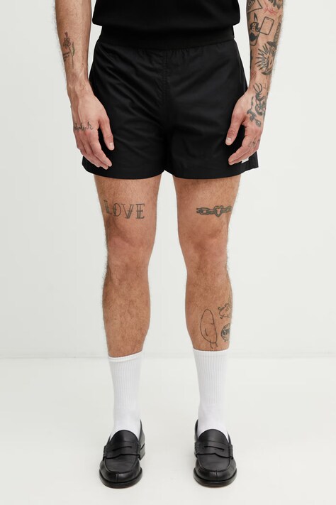 HELIOT EMIL szorty bawełniane męskie czarne regular waist SS26_M_10_233_BLK01