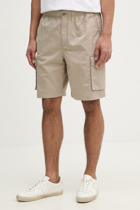 Calvin Klein Jeans szorty cargo męskie bawełniane z elastanem beżowe high waist LV04RB618G