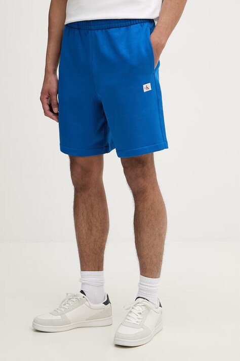 Calvin Klein Jeans szorty męskie bawełniane niebieskie high waist