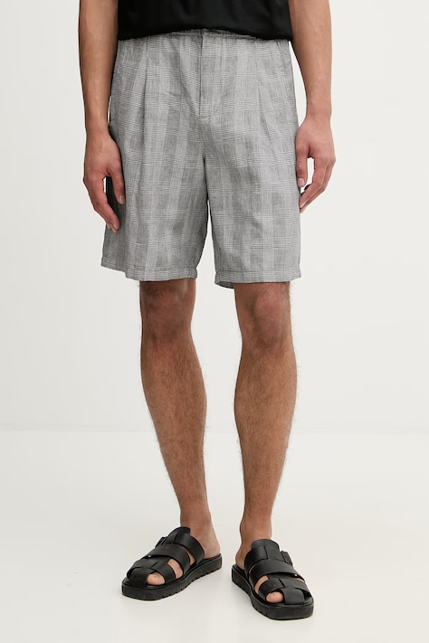 United Colors of Benetton шорты для мужчин со льном тёмно-синие regular waist 4YQSU901I