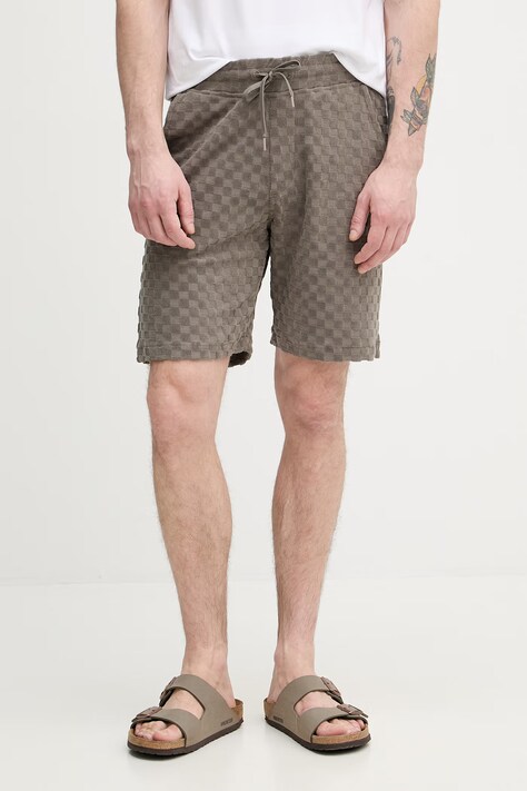 Lindbergh szorty dresowe męskie z bawełną beżowe regular waist 30.508083