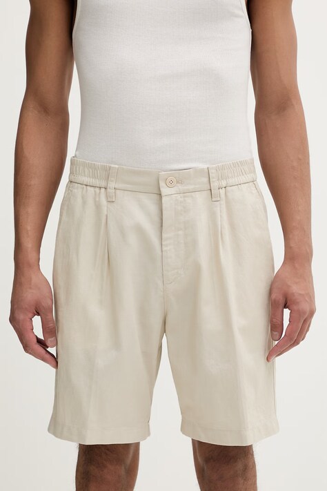 Marc O'Polo szorty damskie bawełniane beżowe regular waist 5000012809