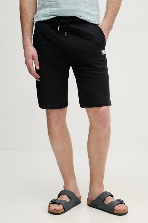 Karl Lagerfeld szorty dresowe męskie bawełniane granatowe regular waist 562917.705783