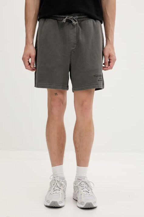Tommy Jeans szorty dresowe męskie bawełniane szare high waist DM0DM22696