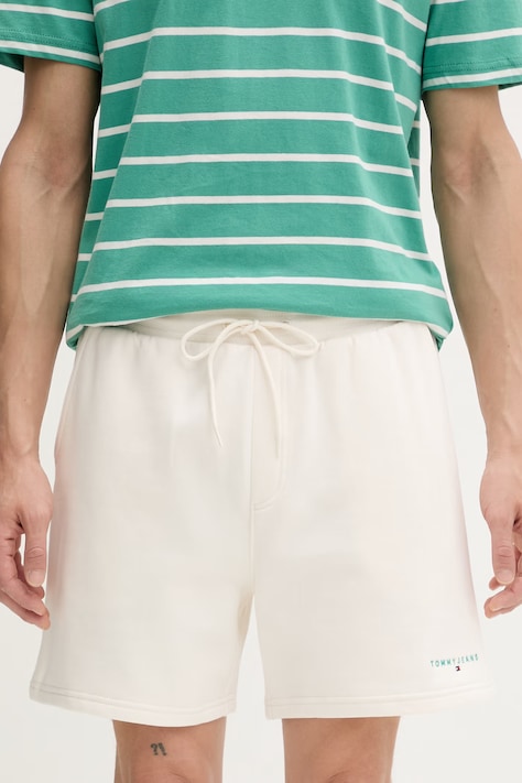 Tommy Jeans teplákové šortky pánské s bavlnou béžové regular waist DM0DM22697