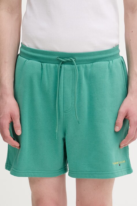 Tommy Jeans szorty dresowe męskie z bawełną zielone regular waist DM0DM22697