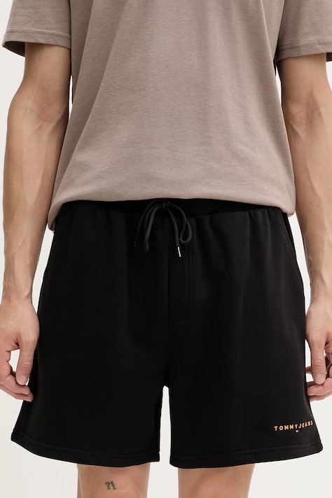 Tommy Jeans szorty dresowe męskie z bawełną czarne regular waist DM0DM22697