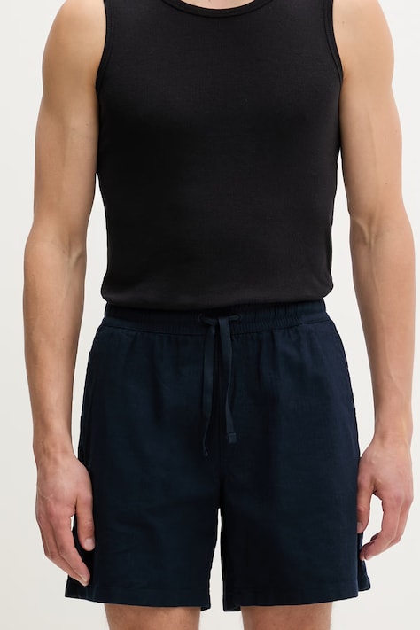 Tommy Jeans szorty męskie z lnem granatowe high waist DM0DM22825