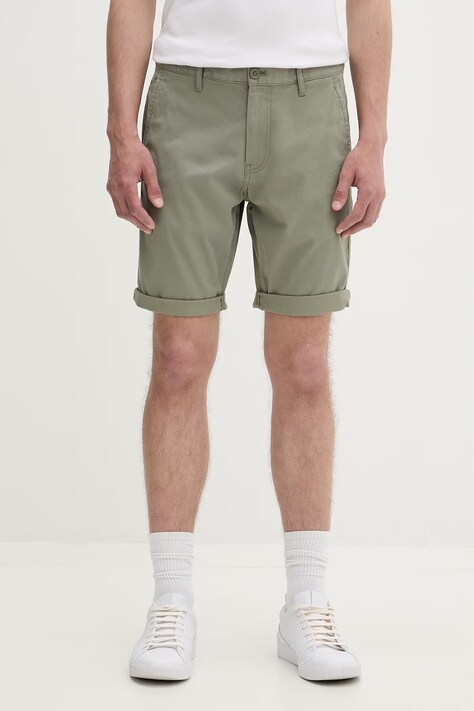 Tommy Jeans šortky pánske bavlnené s elastanom zelené regular waist DM0DM22852