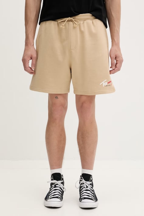 Tommy Jeans szorty dresowe męskie bawełniane beżowe DM0DM23017
