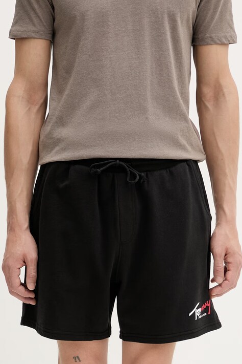 Tommy Jeans szorty dresowe męskie bawełniane czarne regular waist DM0DM23017