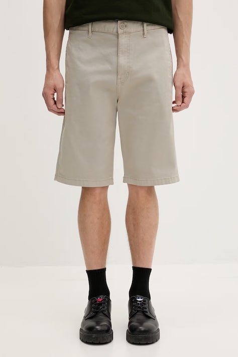 Tommy Jeans szorty męskie bawełniane z elastanem beżowe regular waist DM0DM23068