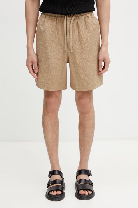 Maison Kitsuné szorty bawełniane z elastanem męskie beżowe QM01401WC5082