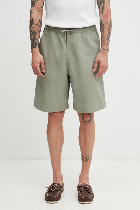 Maison Kitsuné bermudy z bawełną męskie zielone regular waist QM01404WW9107
