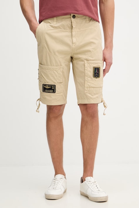 Aeronautica Militare szorty męskie bawełniane beżowe regular waist BE0041UCT01122