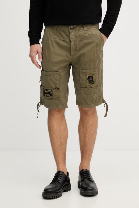 Aeronautica Militare szorty męskie bawełniane zielone regular waist BE0041UCT01122