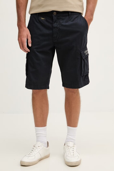 Aeronautica Militare szorty cargo męskie bawełniane granatowe regular waist BE0066UCT01122
