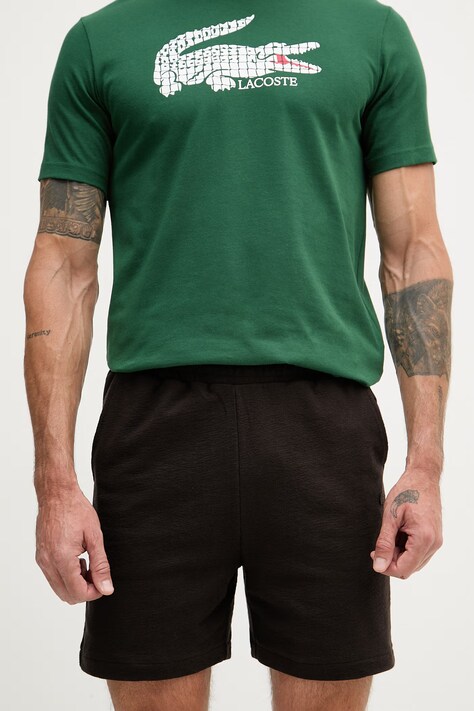 Lacoste szorty dresowe męskie bawełniane czarne regular waist GH1973