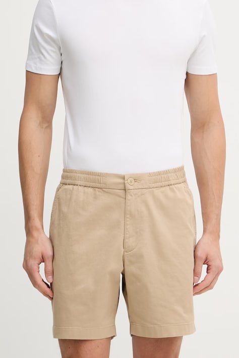 Lacoste szorty męskie bawełniane z elastanem beżowe regular waist GH2324