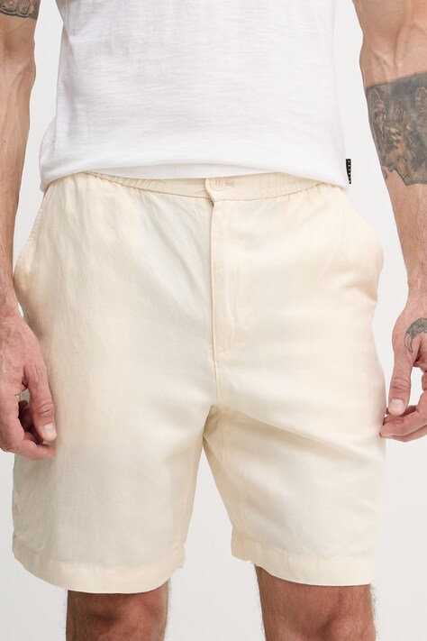 Lacoste szorty męskie z lnem beżowe regular waist GH2628