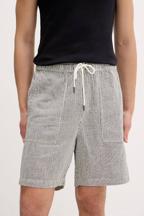 Guess Jeans szorty męskie z domieszką lnu szare regular waist M6GD56 WO551