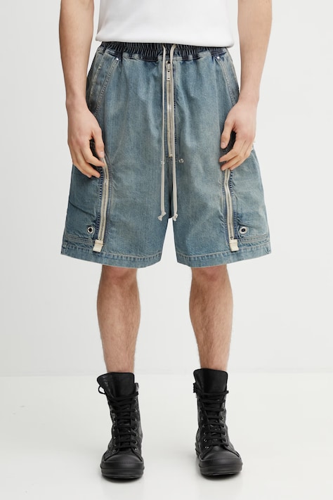 Rick Owens DRKSHDW Bauhaus szorty jeansowe męskie niebieskie super high waist DU01F4389.DWB
