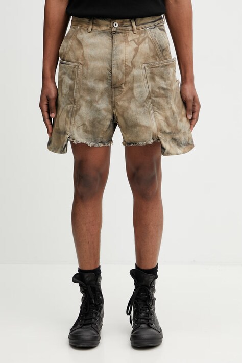 Rick Owens DRKSHDW Stefan Cargo šortky rifľové pánske hnedé regular waist DU01F4358.DST