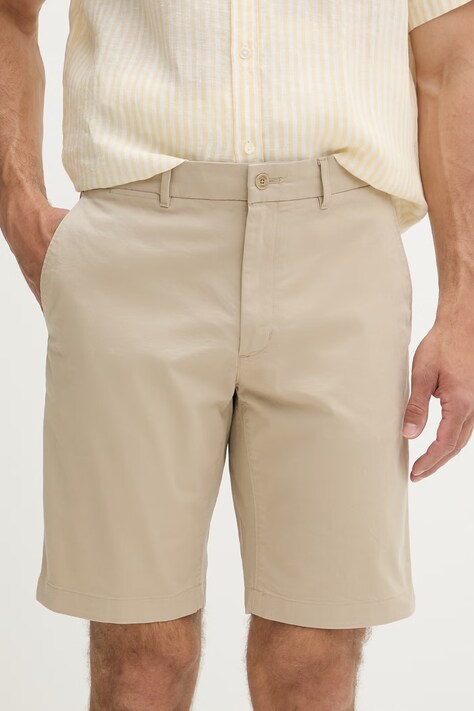 Tommy Hilfiger szorty męskie bawełniane z elastanem beżowe regular waist MW0MW42351