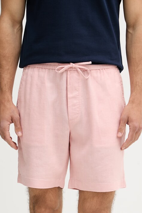 Tommy Hilfiger kratke hlače muške s lanom roze spušteni struk MW0MW44353