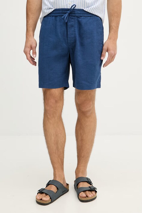 Tommy Hilfiger szorty męskie z lnem niebieskie MW0MW44353