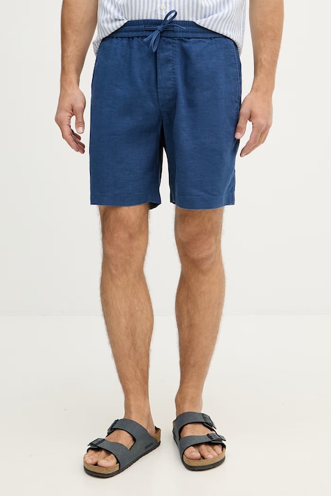 Tommy Hilfiger šortky pánske s ľanom modré regular waist MW0MW44353