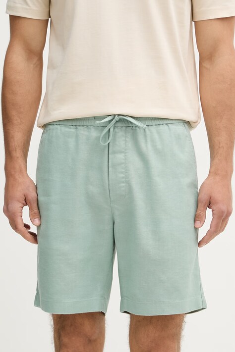 Tommy Hilfiger szorty męskie z lnem turkusowe regular waist MW0MW44353