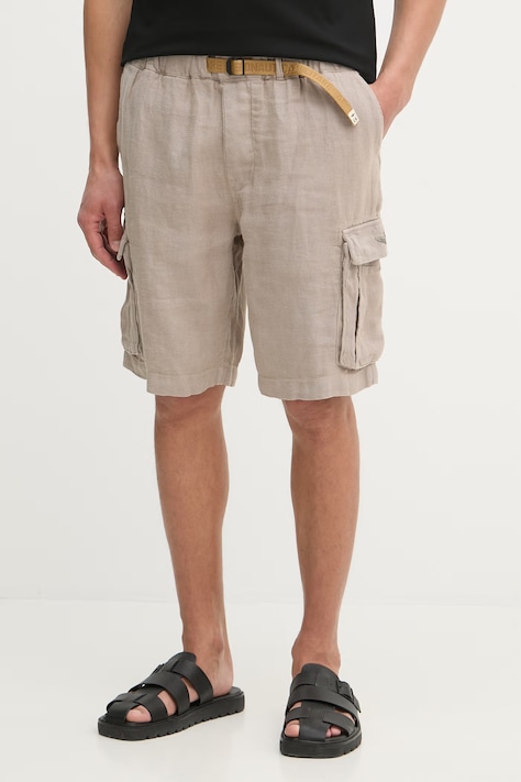 Aeronautica Militare szorty lniane męskie kolor brązowy BE0280UCT04293