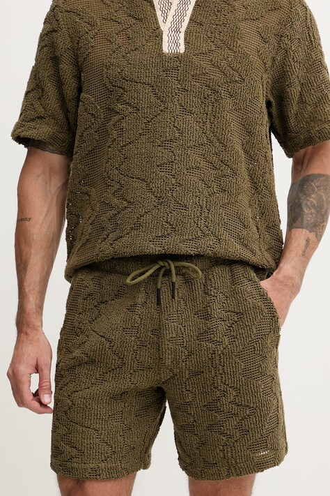 OAS szorty dresowe męskie z bawełną zielone regular waist 5013-03