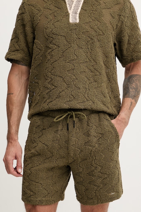 OAS szorty dresowe męskie z bawełną zielone regular waist 5013-03