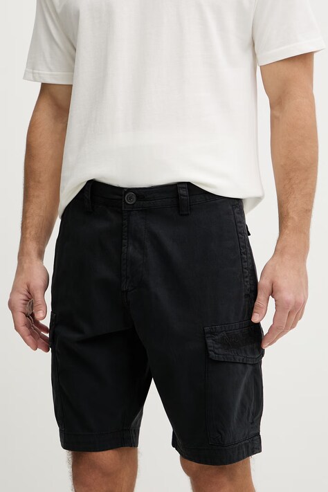Napapijri szorty męskie bawełniane N-Deline czarne regular waist NP0A4HOT0411