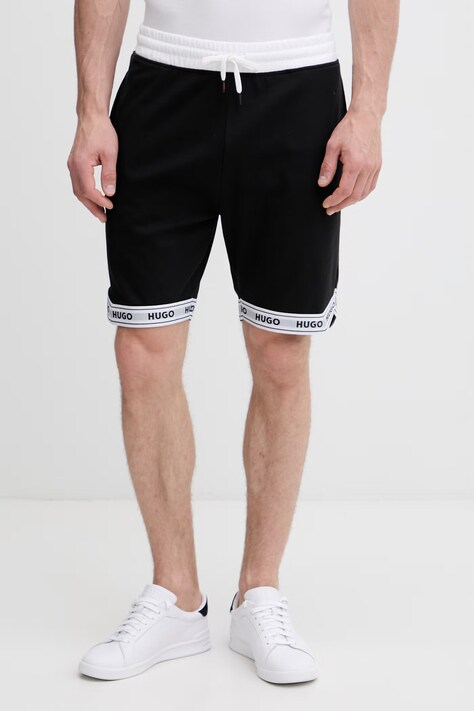 HUGO trenirka kratke hlače moške bombažne z elastanom TADE SHORTS črne srednji pas 50559745