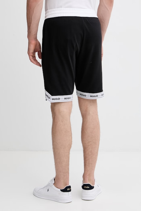 HUGO teplákové šortky pánske bavlnené s elastanom TADE SHORTS čierne regular waist 50559745