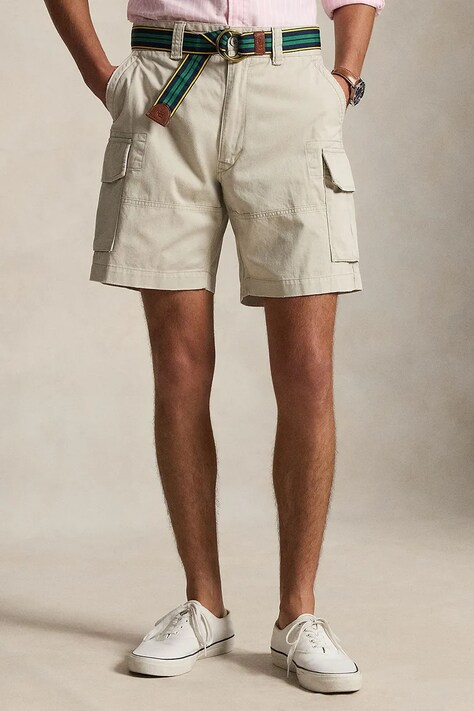 Βαμβακερό σορτσάκι Polo Ralph Lauren RUGGED TWILL-GELLAR ανδρικό, χρώμα: πράσινο, 710964027004