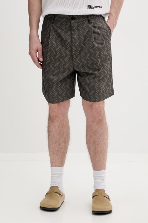 HUGO szorty męskie z dodatkiem wełny Cino262SF1 szare regular waist