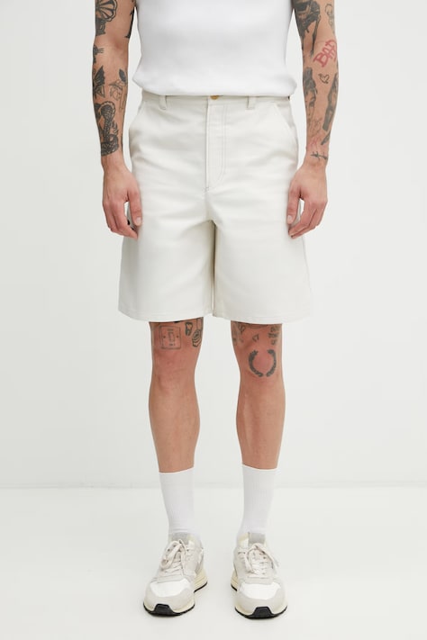 A.P.C. Moleskine szorty bawełniane męskie beżowe regular waist COHOI.H10022