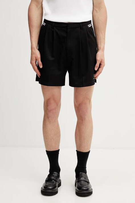 Fred Perry Szorty eleganckie męskie z wiskozą x Kris Van Assche czarne regular waist ST2104