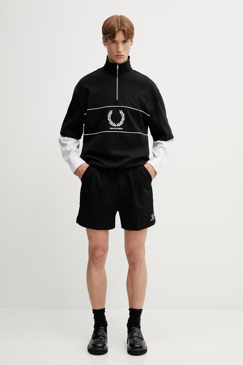 Fred Perry елегантні шорти чоловічі з віскозою x Kris Van Assche — SS26-SZM0K4, чорний — фото 5