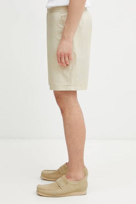 Fred Perry szorty męskie bawełniane beżowe regular waist S2301