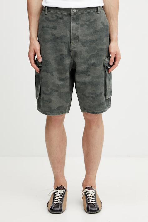 Daily Paper camo cargo pantaloni scuți din bumbac pentru bărbați verzi talie normală 2610017