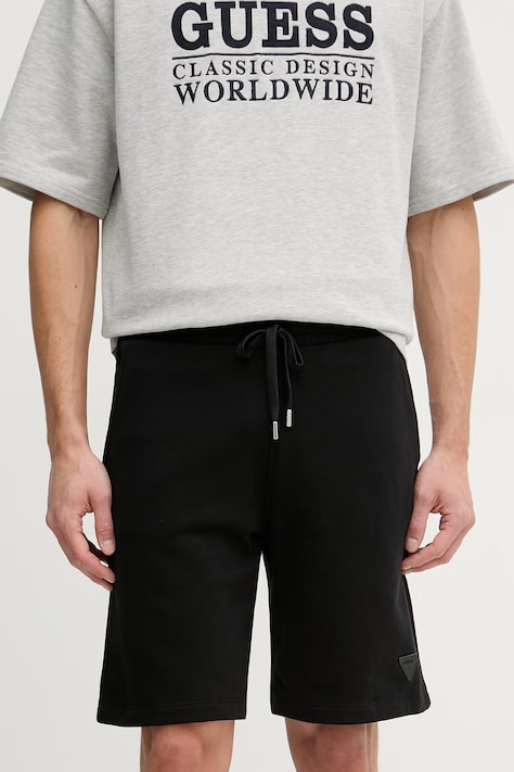 Guess pantaloni scurți de trening bărbătești din bumbac negri regular waist M6GD12 K3020
