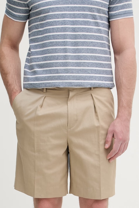 Tommy Hilfiger bermudy męskie z dodatkiem lnu NEW YORK beżowe MW0MW42670