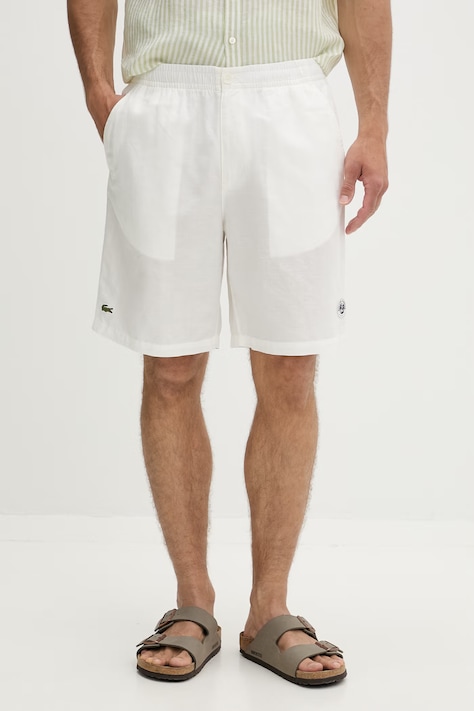 Lacoste szorty męskie z lnem białe regular waist GH0373